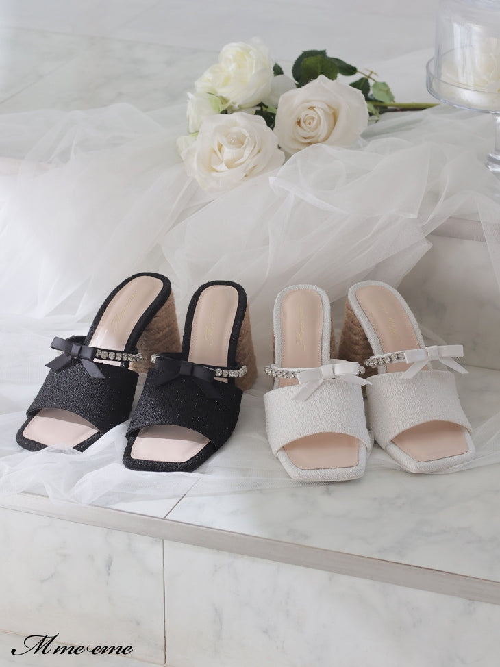 【SALE】Ribbon tweed mule (eme10312)