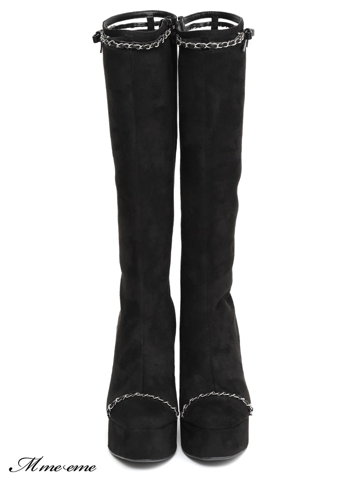 【SALE】Cut design chain long boots (eme10328)
