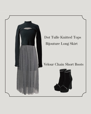 【SALE】Bijou tulle long skirt (eme10420)