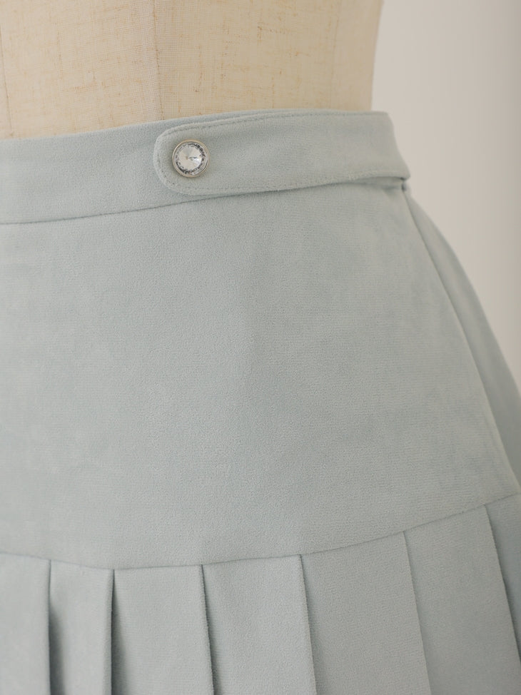 【SALE】Suede pleated skirt (eme10334)