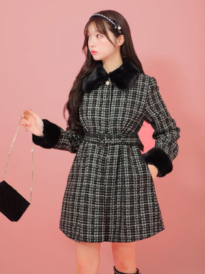 【SALE】Lame tweed fur coat (eme10508)
