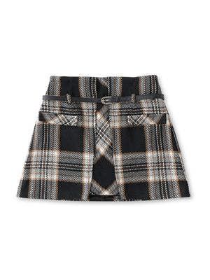 High waist check mini skirt(eme10449)