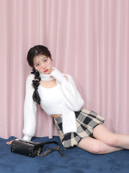 【SALE】Check box pleats skirt(eme10380)