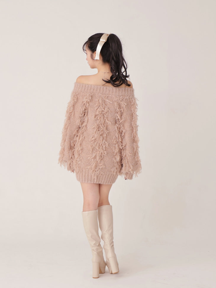 ワンピース mmeeme Fringe knit minionepiece SALE】Fringe knit minionepiece(eme10534) – M me eme
