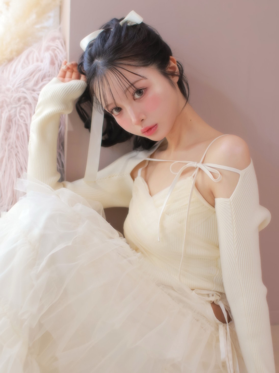 エムミーエメ　Tulle knit ensemble tops ivory Tulle knit ensemble tops(eme10386) – M me eme