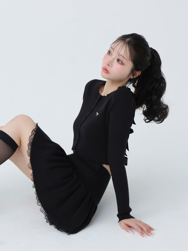 Rib knit mini skirt(eme10461)