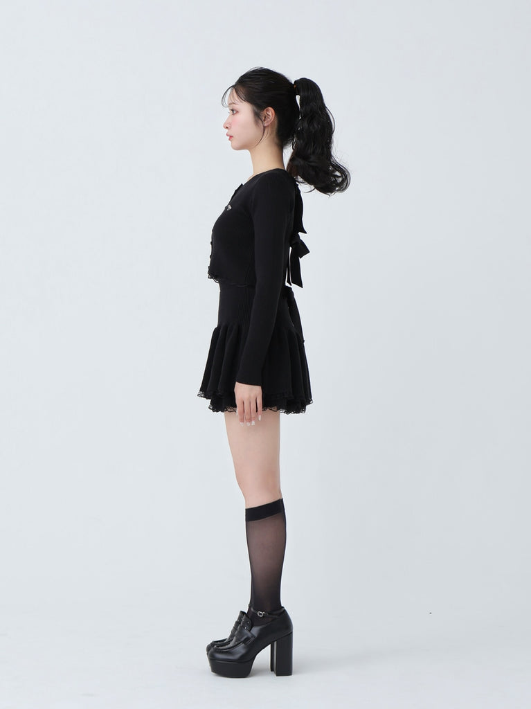Rib knit mini skirt(eme10461)