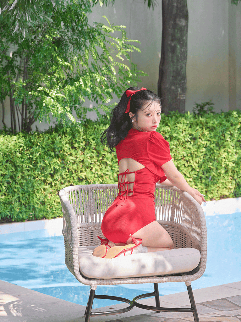 Back ribbon ensemble swimwear(eme10538)