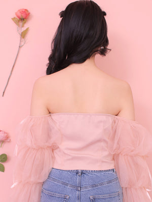 Candy sleeve tulle tops (eme10343)