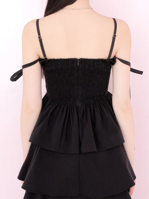 Side ribbon tiered onepiece(eme10497)