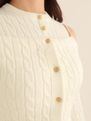 Cable knit layered onepiece(eme10802)