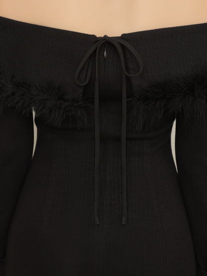 2way feather collar mini onepiece(eme10375)