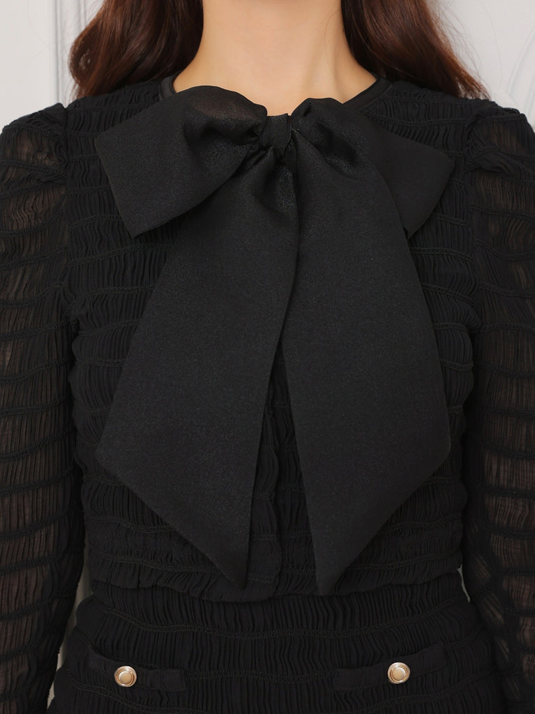 ribbon shirring mini onepiece(eme10719)