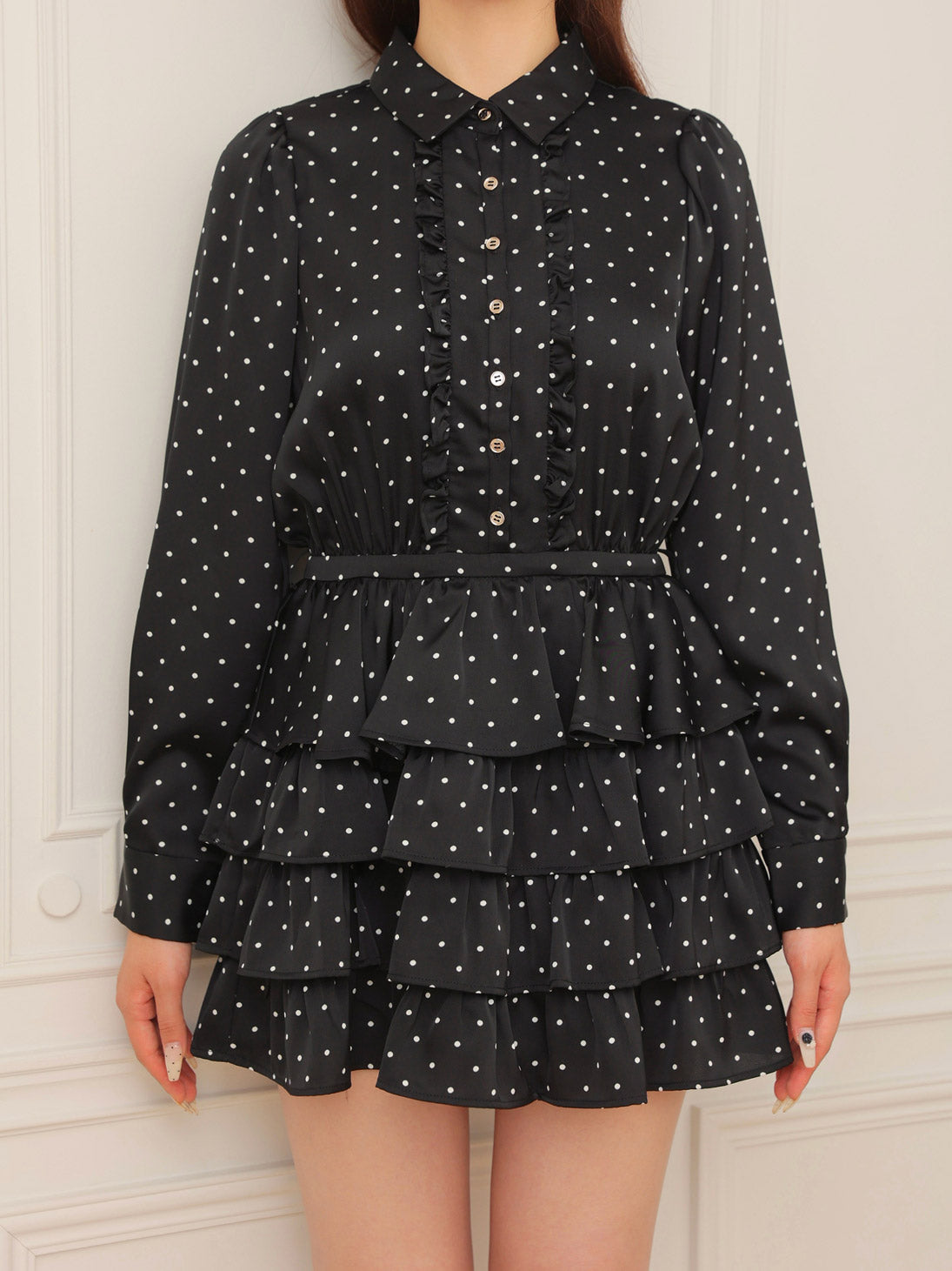 ワンピース Classical dot tiered onepiecee ivory Classical dot tiered onepiecee(eme10727) – M me eme