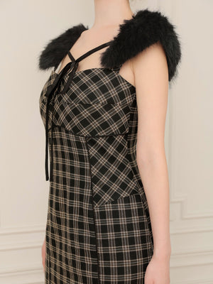 Fur sleeve mermaid onepiece(eme10718)