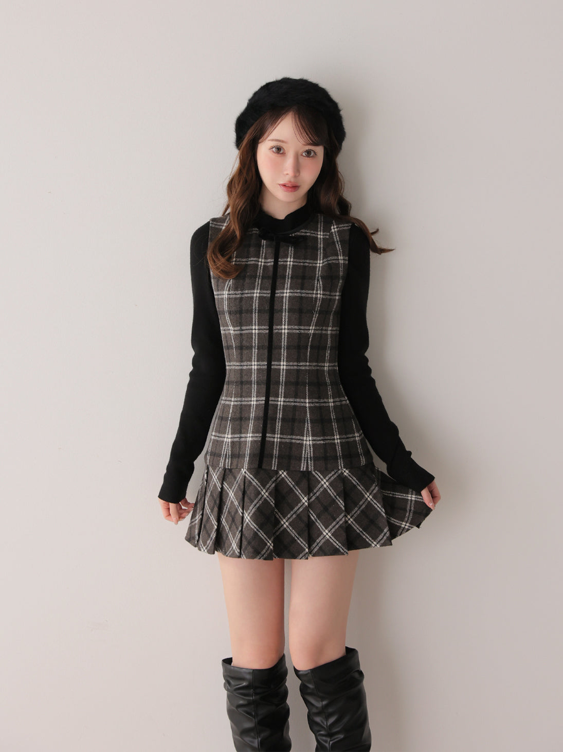 model：162cm　(size：F　color：Gray mix)