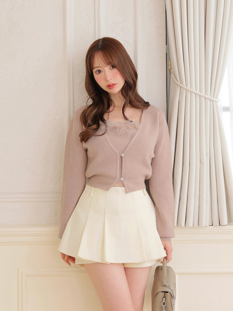 Feather knit cami cardigan(eme10750)