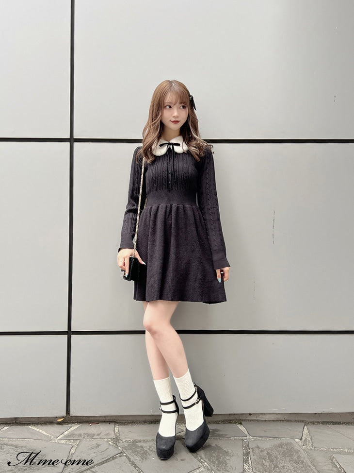 【SALE】Bijou pet flare knit dress (eme10254)