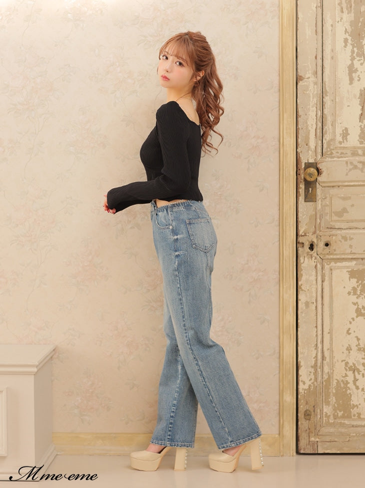 【SALE】Waist cut straight denim (eme10315)