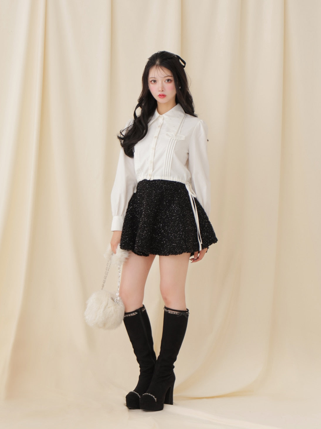 【SALE】Cut design chain long boots (eme10328)