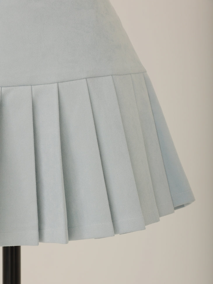 【SALE】Suede pleated skirt (eme10334)