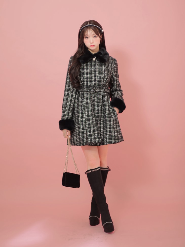 【SALE】Lame tweed fur coat (eme10508)