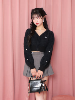 V neck shaggy knit cardigan(eme10360)