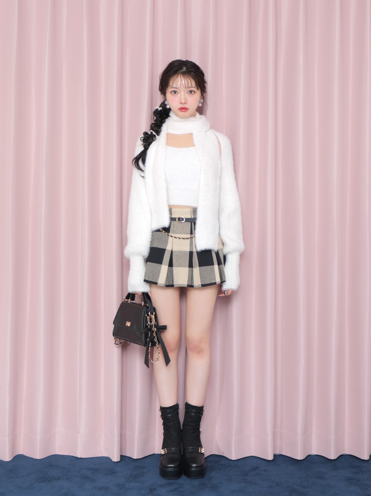 【SALE】Check box pleats skirt(eme10380)