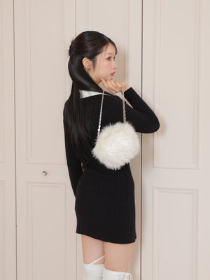 2way fake fur round bag(eme10472)