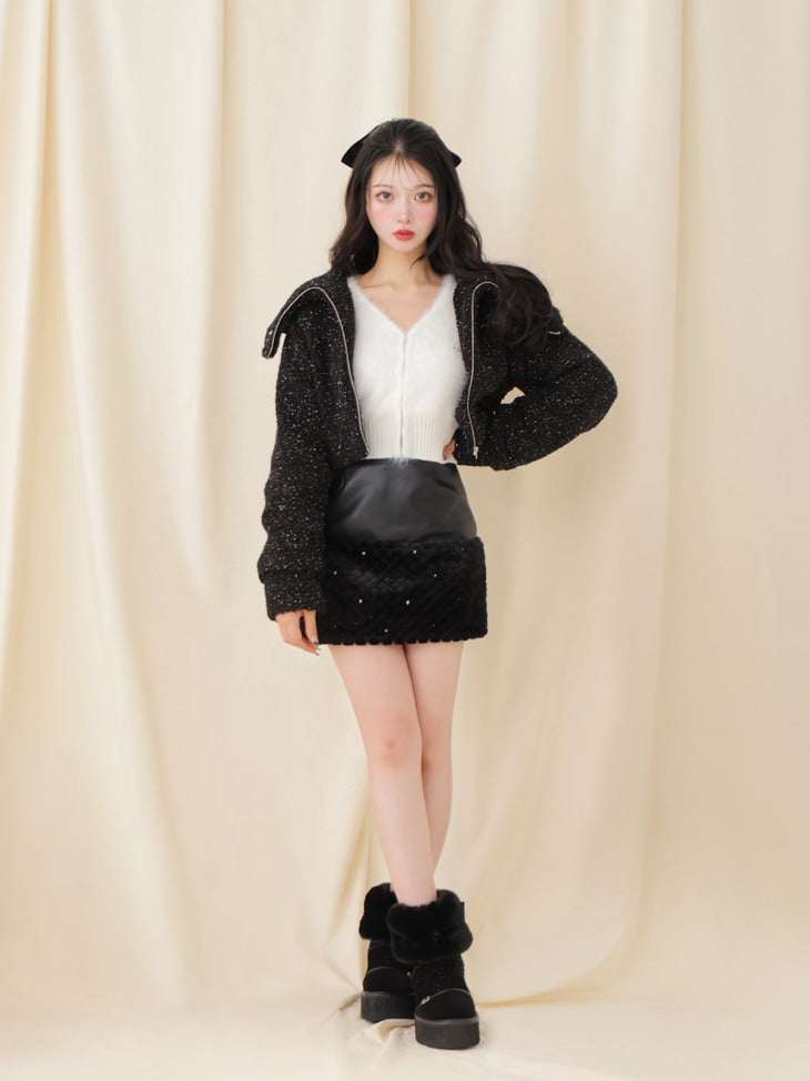 Big collar boa jacket(eme10377)