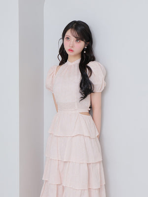 Cotton lace tiered long skirt(eme10477)