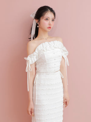 Off shoulder shirring race setup(eme10484)