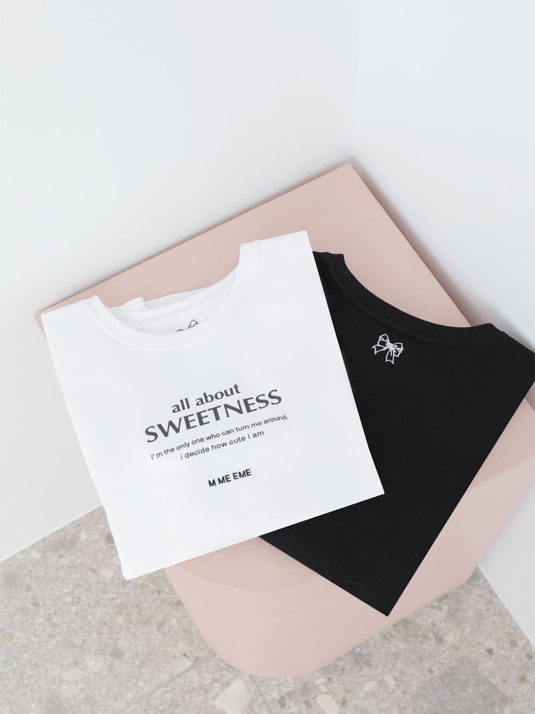 Ribbon sweet logo t-shirt(eme10709)