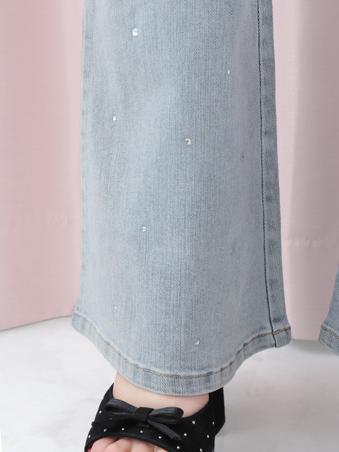 Ribbon bleach flare denim(eme10711)