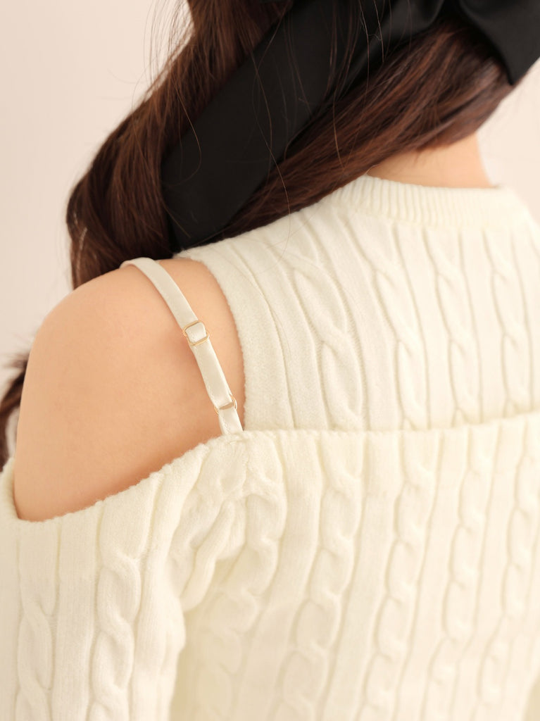 Cable knit layered onepiece(eme10802)