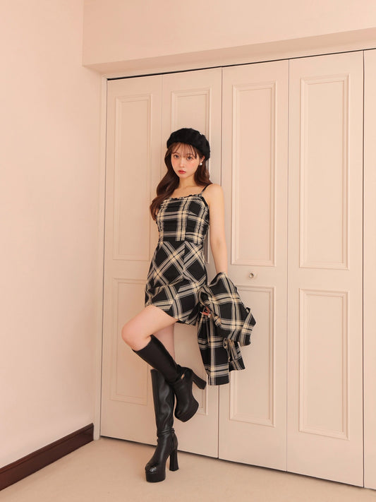 Urban check camisole onepiece(eme10800)