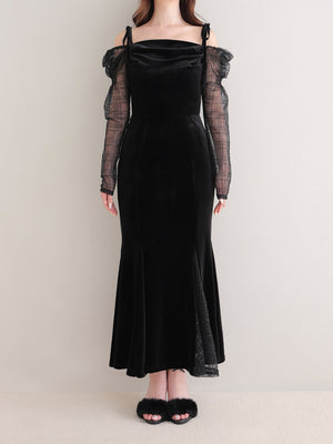 Velvet sheer long onepiece(eme10553)