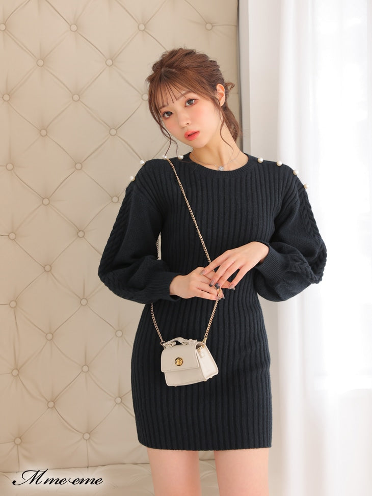 【SALE】Back ribbon knit dress (eme10112)