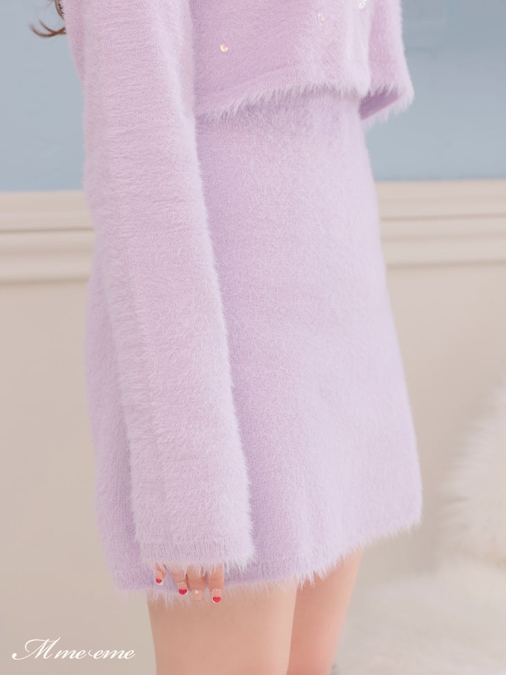 【SALE】Sequin shaggy knit skirt(eme10216)