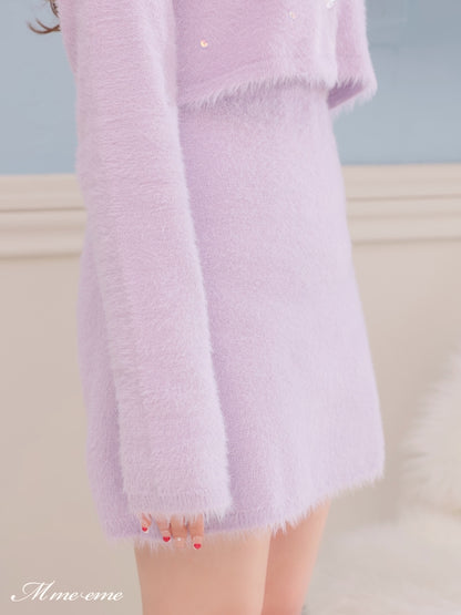 【SALE】Sequin shaggy knit skirt(eme10216)