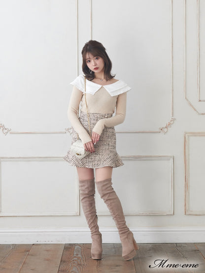 【SALE】Pearl heel knee high boots (eme10280)