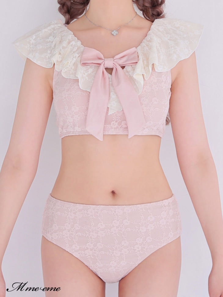 【SALE】Ribbon × glitter lace swimwear (eme10408)