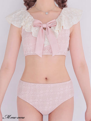 【SALE】Ribbon × glitter lace swimwear (eme10408)