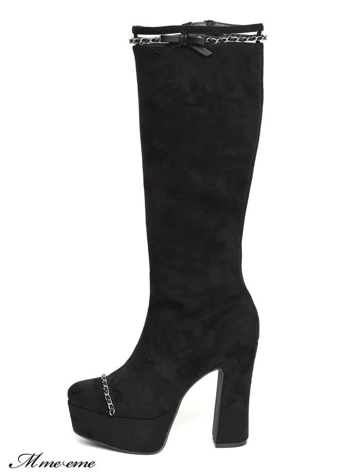 【SALE】Cut design chain long boots (eme10328)