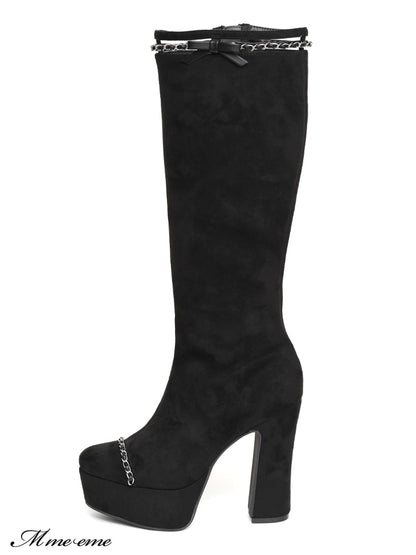 【SALE】Cut design chain long boots (eme10328)