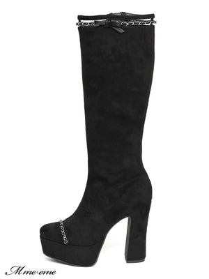 【SALE】Cut design chain long boots (eme10328)