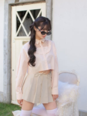 【SALE】Waist bijou pleated skirt (eme10432)