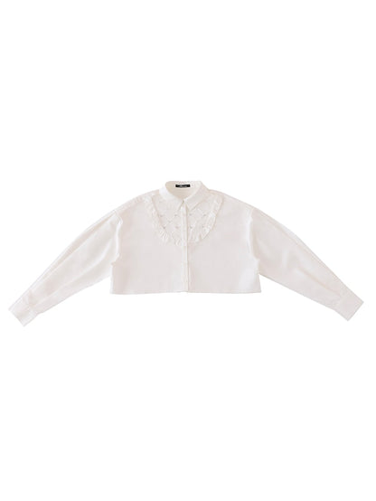 【SALE】Sheer bijou cropped shirt (eme10430)