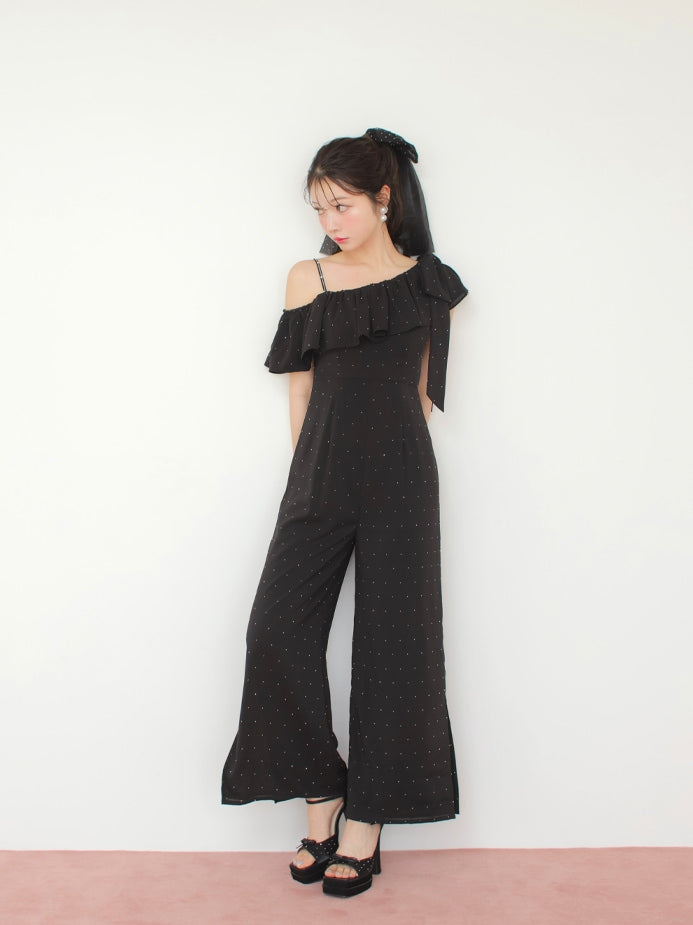 One shoulder ruffle all in one (eme10443)