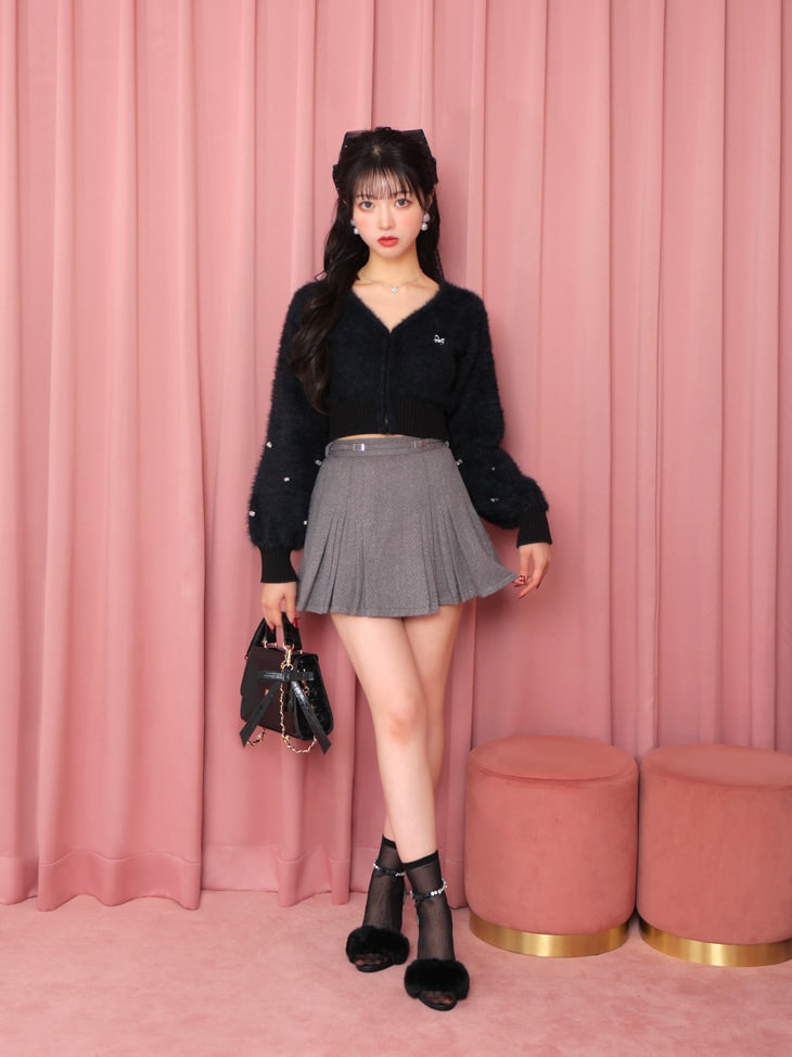 V neck shaggy knit cardigan(eme10360)